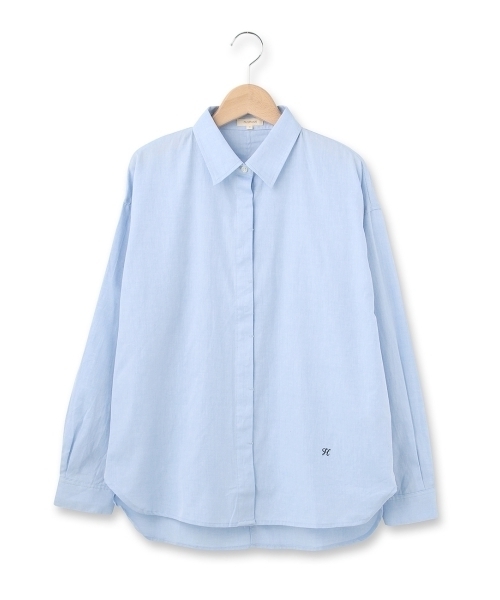 HusHusH(ハッシュアッシュ)の「コットン比翼ブラウス(シャツ/ブラウス・レディース・ホワイト/ブルー/ブルー系1・02/03)」の1枚目の写真