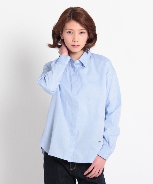 HusHusH(ハッシュアッシュ)の「コットン比翼ブラウス(シャツ/ブラウス・レディース・ホワイト/ブルー/ブルー系1・02/03)」の4枚目の写真