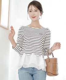 le reve vaniller（ル レーヴ ヴァニレ）の「長袖 裾スカラップ 異素材 ヘム ペプラム カットソー le reve vaniller（Tシャツ/カットソー）」