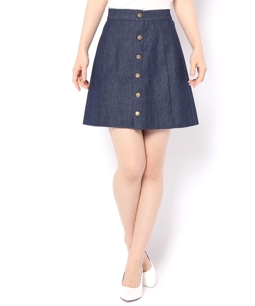 Chico（チコ）の「前開き台形ボックススカート（デニムスカート・レディース・ホワイト/ライトブルー/アクア・FREE）」の5枚目の写真