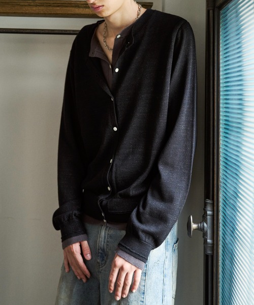 CAMPHOR WOOD（カンファーウッド）の「DOUBLE LAYERED GLITTER KNIT CARDIGAN / ダブルレイヤードグリッターニットカーディガン（ニット/セーター・メンズ・チャコールグレー/ブラック・MEDIUM/LARGE）」の20枚目の写真