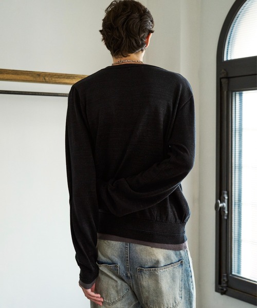 CAMPHOR WOOD（カンファーウッド）の「DOUBLE LAYERED GLITTER KNIT CARDIGAN / ダブルレイヤードグリッターニットカーディガン（ニット/セーター・メンズ・チャコールグレー/ブラック・MEDIUM/LARGE）」の21枚目の写真