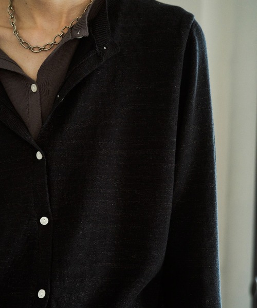 CAMPHOR WOOD（カンファーウッド）の「DOUBLE LAYERED GLITTER KNIT CARDIGAN / ダブルレイヤードグリッターニットカーディガン（ニット/セーター・メンズ・チャコールグレー/ブラック・MEDIUM/LARGE）」の15枚目の写真