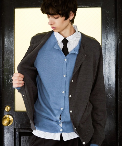 CAMPHOR WOOD（カンファーウッド）の「DOUBLE LAYERED GLITTER KNIT CARDIGAN / ダブルレイヤードグリッターニットカーディガン（ニット/セーター・メンズ・チャコールグレー/ブラック・MEDIUM/LARGE）」の10枚目の写真