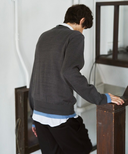 CAMPHOR WOOD（カンファーウッド）の「DOUBLE LAYERED GLITTER KNIT CARDIGAN / ダブルレイヤードグリッターニットカーディガン（ニット/セーター・メンズ・チャコールグレー/ブラック・MEDIUM/LARGE）」の11枚目の写真