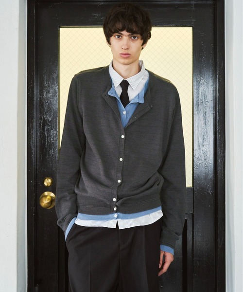 CAMPHOR WOOD（カンファーウッド）の「DOUBLE LAYERED GLITTER KNIT CARDIGAN / ダブルレイヤードグリッターニットカーディガン（ニット/セーター・メンズ・チャコールグレー/ブラック・MEDIUM/LARGE）」の9枚目の写真