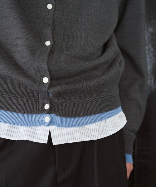 CAMPHOR WOOD（カンファーウッド）の「DOUBLE LAYERED GLITTER KNIT CARDIGAN / ダブルレイヤードグリッターニットカーディガン（ニット/セーター・メンズ・チャコールグレー/ブラック・MEDIUM/LARGE）」の3枚目の写真
