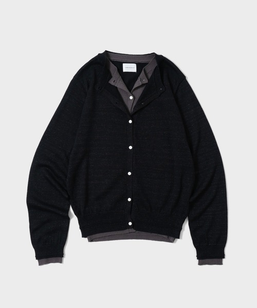 CAMPHOR WOOD（カンファーウッド）の「DOUBLE LAYERED GLITTER KNIT CARDIGAN / ダブルレイヤードグリッターニットカーディガン（ニット/セーター・メンズ・チャコールグレー/ブラック・MEDIUM/LARGE）」の4枚目の写真