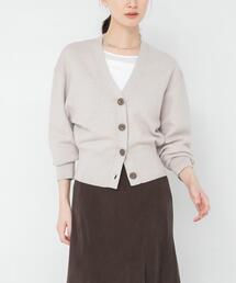 コットンカシミヤＶネックショートカーディガン