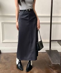 バックスリットハイウエストロングスカート
