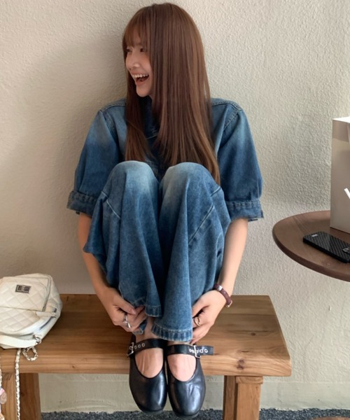 Aelina(エリナ)の「デニムシャツ&ハイウエストデニムパンツセットアップ(セットアップ・レディース・ブルー・S/M/L)」の19枚目の写真