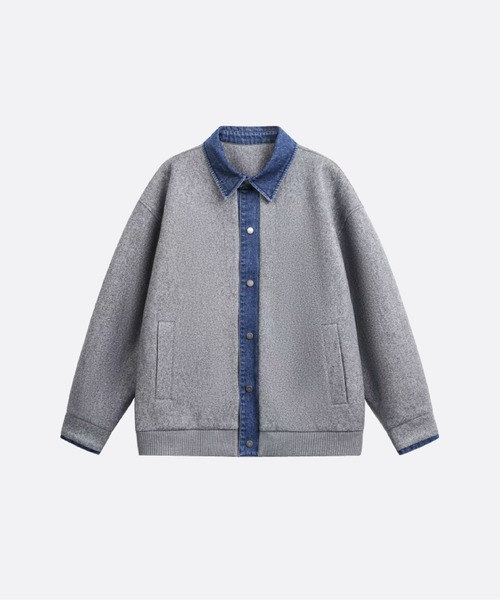 U:UME(ユーム)の「Denim Stitching Woolly Jacket(ブルゾン・メンズ・グレー/ブラック・XX-LARGE/MEDIUM/X-LARGE/LARGE)」の1枚目の写真