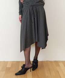 TWISTED DRAPE SKIRT(W) BLACK