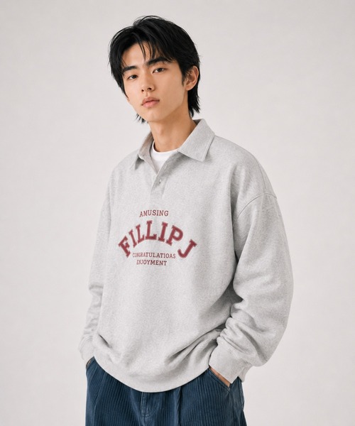 FILLIP J(フィリップジェー)の「カレッジロゴポロスウェット(スウェット・メンズ・ブラック/ライトグレー/グレー・X-LARGE/LARGE/MEDIUM)」の2枚目の写真