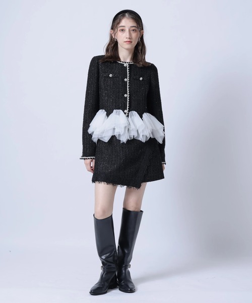Rirandture(リランドチュール)の「チュールラッフルツィードジャケット(ダウンジャケット/コート・レディース・オフホワイト/ブラック・2/1)」の10枚目の写真