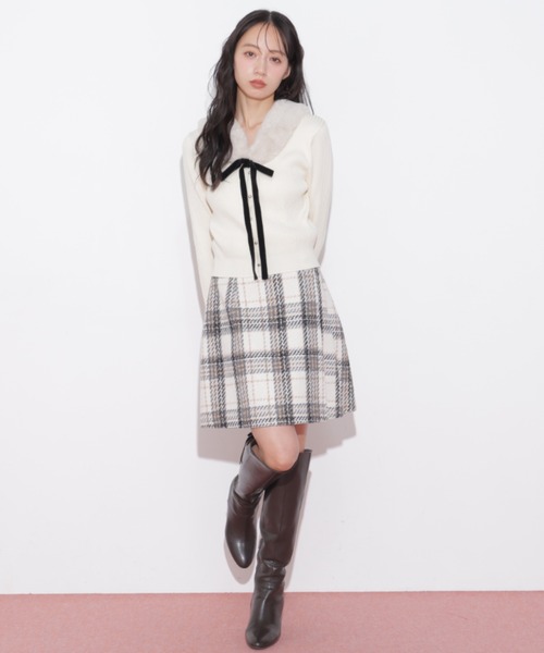 JILL by JILL STUART(ジルバイジルスチュアート)の「ロービングチェックミニスカート(スカート・レディース・ネイビー系1/ホワイト系その他/ブラウン系その他・MEDIUM/SMALL)」の14枚目の写真