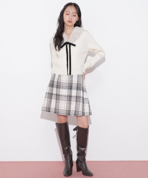 JILL by JILL STUART(ジルバイジルスチュアート)の「ロービングチェックミニスカート(スカート・レディース・ネイビー系1/ホワイト系その他/ブラウン系その他・MEDIUM/SMALL)」の15枚目の写真