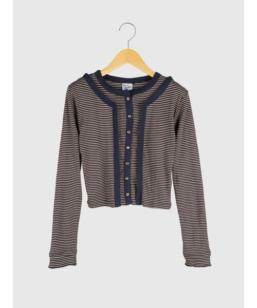 FIKA.（フィーカ）の「Prib Layer Cardigan（Tシャツ/カットソー・レディース・ブラウン/エンジ/チャコール/キャメル/アイボリー・FREE）」の3枚目の写真
