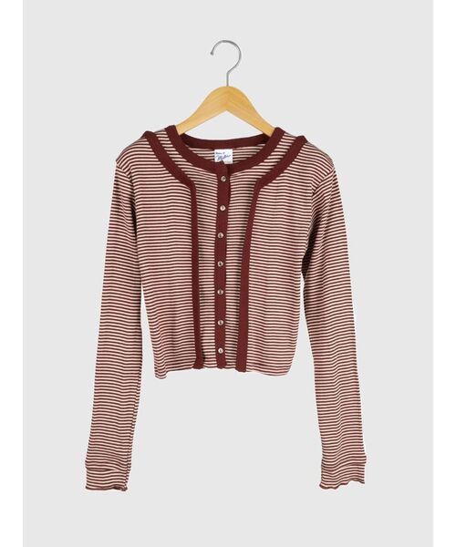 FIKA.（フィーカ）の「Prib Layer Cardigan（Tシャツ/カットソー・レディース・ブラウン/エンジ/チャコール/キャメル/アイボリー・FREE）」の6枚目の写真