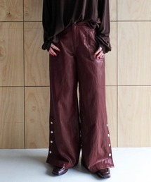 Side Snap Faux Leather Pants|サイドスナップ付きフェイクレザーパンツ