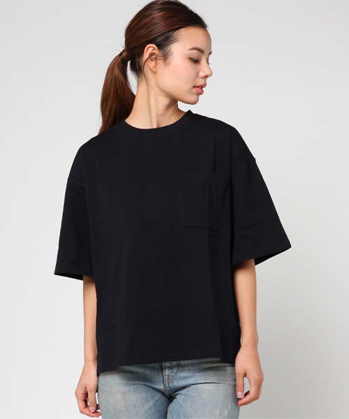 COMME CA ISM（コムサイズム）の「【雑誌掲載商品】コットン天竺ワイドＴシャツ（Tシャツ/カットソー・レディース・ホワイト/ネイビー・SMALL/LARGE/MEDIUM）」の3枚目の写真