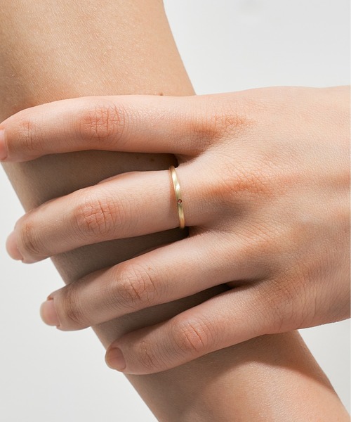 L&Co.】「誕生石」K10 マットテクスチャーリング ダイヤ13号