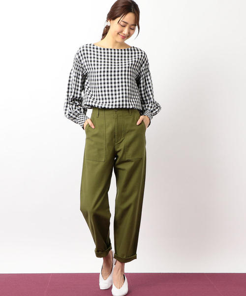 green label relaxing（グリーンレーベルリラクシング）の「◆SC Cバックサテン ベイカーパンツ ◆（その他パンツ・レディース・ネイビー/オフホワイト/オリーブ・44/42/40/36/34/38/46）」の15枚目の写真