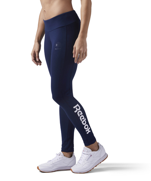 Reebok(リーボック)の「ロゴレギンス F LOGO LEGGING(レギンス/スパッツ・レディース・ブラック/ネイビー・SMALL/MEDIUM/LARGE/X-LARGE)」の1枚目の写真