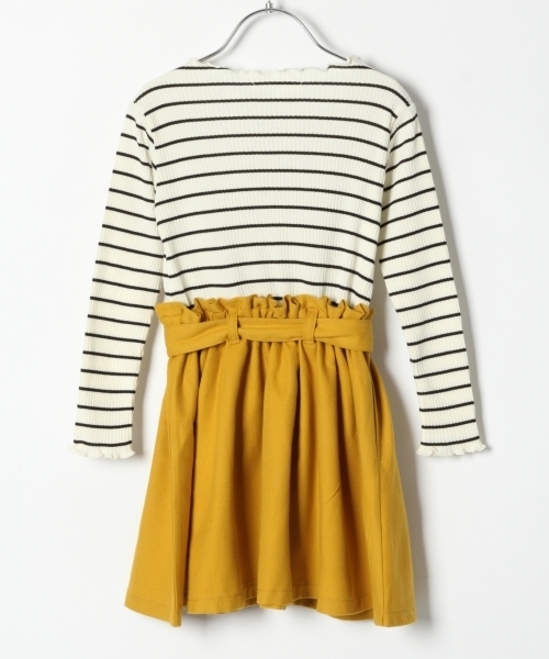 GLOBAL WORK（グローバルワーク）の「【キッズ】ウエストリボンレイヤーワンピース長袖/802161（ワンピース・キッズ・ライトグレー/ネイビー/イエロー・SMALL/LARGE/X-LARGE/XX-LARGE/MEDIUM）」の4枚目の写真