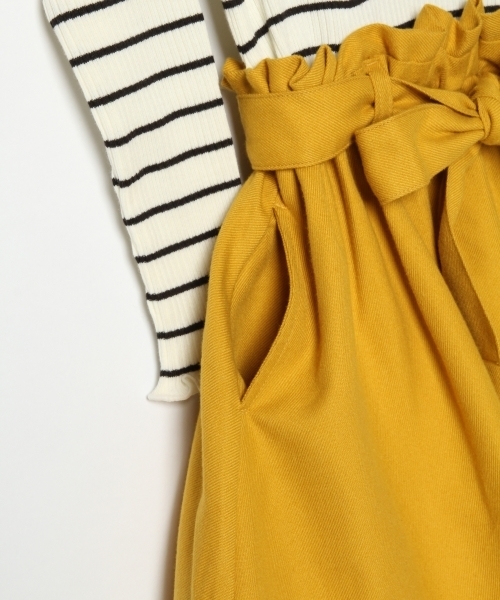 GLOBAL WORK（グローバルワーク）の「【キッズ】ウエストリボンレイヤーワンピース長袖/802161（ワンピース・キッズ・ライトグレー/ネイビー/イエロー・SMALL/LARGE/X-LARGE/XX-LARGE/MEDIUM）」の9枚目の写真