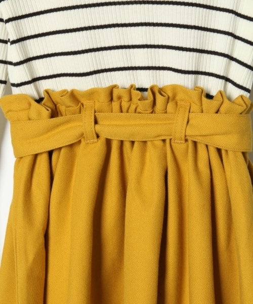 GLOBAL WORK（グローバルワーク）の「【キッズ】ウエストリボンレイヤーワンピース長袖/802161（ワンピース・キッズ・ライトグレー/ネイビー/イエロー・SMALL/LARGE/X-LARGE/XX-LARGE/MEDIUM）」の12枚目の写真