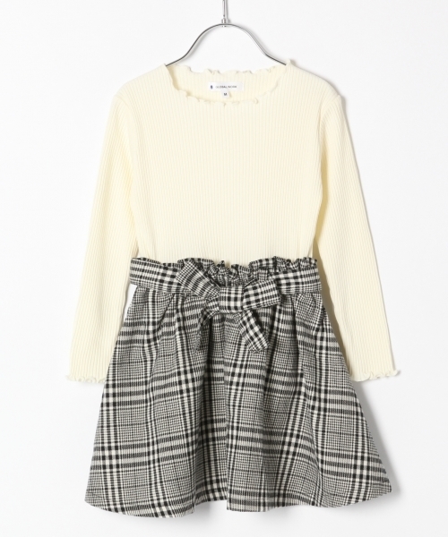 GLOBAL WORK（グローバルワーク）の「【キッズ】ウエストリボンレイヤーワンピース長袖/802161（ワンピース・キッズ・ライトグレー/ネイビー/イエロー・SMALL/LARGE/X-LARGE/XX-LARGE/MEDIUM）」の18枚目の写真