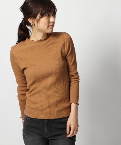 GLOBAL WORK（グローバルワーク）の「シアーリブスタンドメロー長袖/803204（Tシャツ/カットソー・レディース・ホワイト/ブラック/グリーン/その他/ベージュ系その他3・MEDIUM/LARGE）」の3枚目の写真