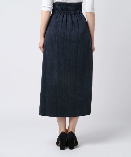 KOBE LETTUCE（コウベレタス）の「無地コーデュロイorグレンチェック柄フロントボタンハイウエストセミフレアスカート（スカート・レディース・ベージュ/ネイビー/モカ/チェック・FREE）」の7枚目の写真