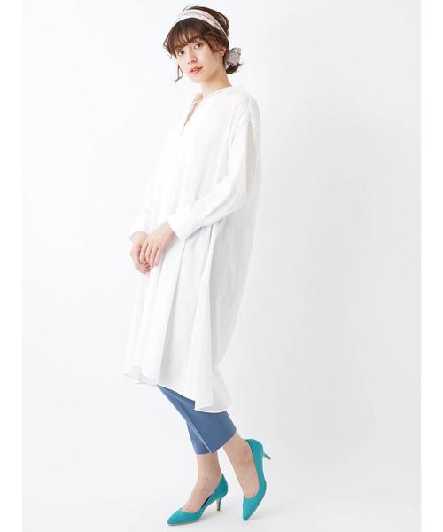 YECCA VECCA（イェッカヴェッカ）の「オーバーサイズシャツワンピース（シャツワンピース・レディース・ホワイト/サックスブルー/ストライプ・FREE）」の18枚目の写真