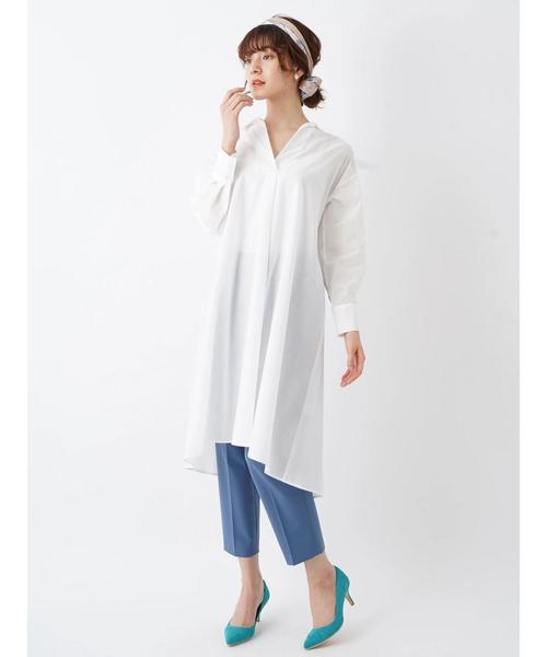 YECCA VECCA（イェッカヴェッカ）の「オーバーサイズシャツワンピース（シャツワンピース・レディース・ホワイト/サックスブルー/ストライプ・FREE）」の17枚目の写真