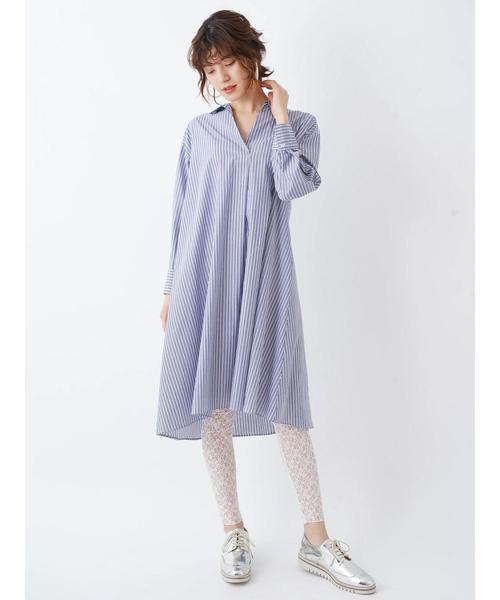 YECCA VECCA（イェッカヴェッカ）の「オーバーサイズシャツワンピース（シャツワンピース・レディース・ホワイト/サックスブルー/ストライプ・FREE）」の15枚目の写真