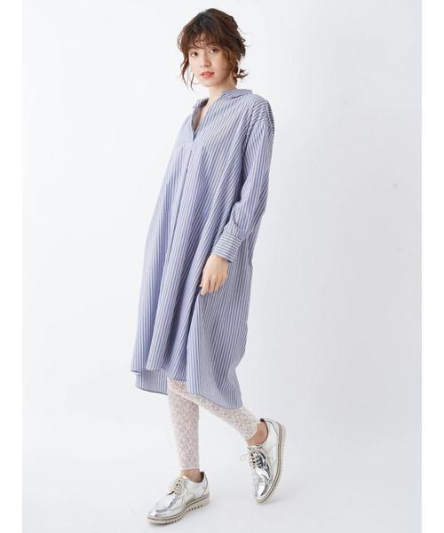 YECCA VECCA（イェッカヴェッカ）の「オーバーサイズシャツワンピース（シャツワンピース・レディース・ホワイト/サックスブルー/ストライプ・FREE）」の14枚目の写真