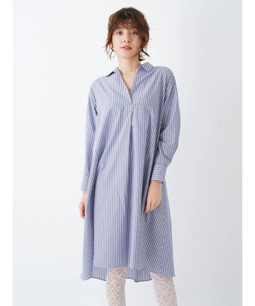 YECCA VECCA（イェッカヴェッカ）の「オーバーサイズシャツワンピース（シャツワンピース・レディース・ホワイト/サックスブルー/ストライプ・FREE）」の13枚目の写真