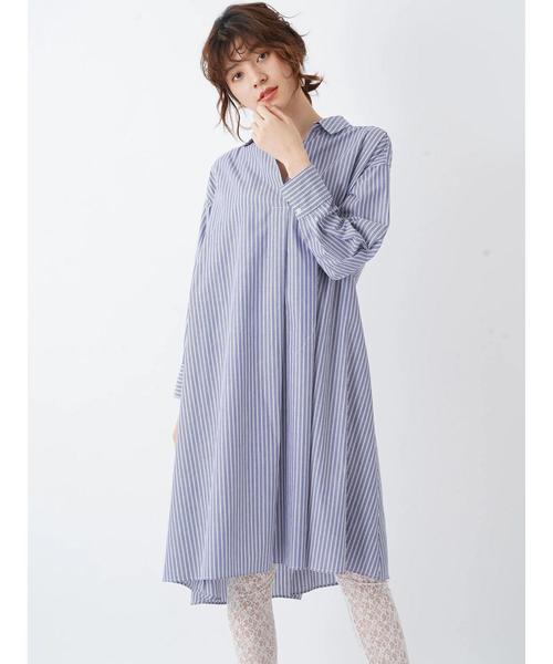 YECCA VECCA（イェッカヴェッカ）の「オーバーサイズシャツワンピース（シャツワンピース・レディース・ホワイト/サックスブルー/ストライプ・FREE）」の12枚目の写真