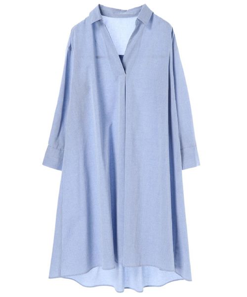 YECCA VECCA（イェッカヴェッカ）の「オーバーサイズシャツワンピース（シャツワンピース・レディース・ホワイト/サックスブルー/ストライプ・FREE）」の3枚目の写真