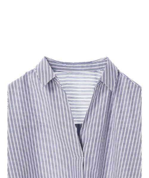 YECCA VECCA（イェッカヴェッカ）の「オーバーサイズシャツワンピース（シャツワンピース・レディース・ホワイト/サックスブルー/ストライプ・FREE）」の5枚目の写真