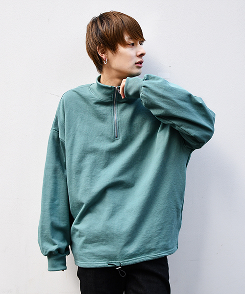kutir(クティール)の「【ビッグシルエット】裏毛ハーフジッププルオーバー スウェット(スウェット・メンズ・ホワイト/チャコールグレー/ベージュ/グリーン系その他・MEDIUM/LARGE)」の4枚目の写真