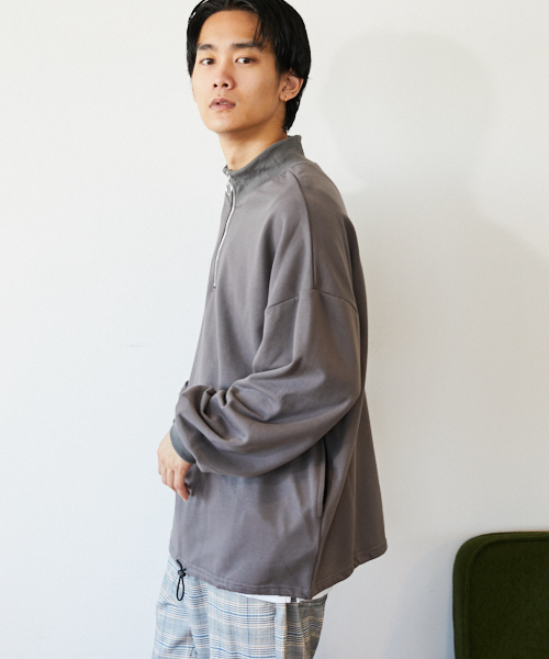 kutir(クティール)の「【ビッグシルエット】裏毛ハーフジッププルオーバー スウェット(スウェット・メンズ・ホワイト/チャコールグレー/ベージュ/グリーン系その他・MEDIUM/LARGE)」の13枚目の写真