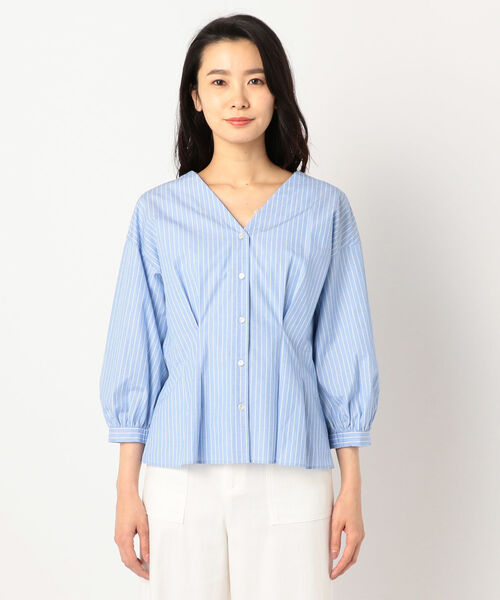 NOLLEY’S(ノーリーズ)の「【吉高由里子さんドラマ着用】Vネックぺプラムブラウス(シャツ/ブラウス・レディース・オフホワイト/ラベンダー/ブルー系その他3・38/36)」の5枚目の写真