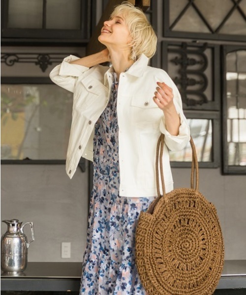 archives(アルシーヴ)の「ビッグGジャン(デニムジャケット・レディース・ベージュ/オフホワイト/モカ・MEDIUM)」の7枚目の写真