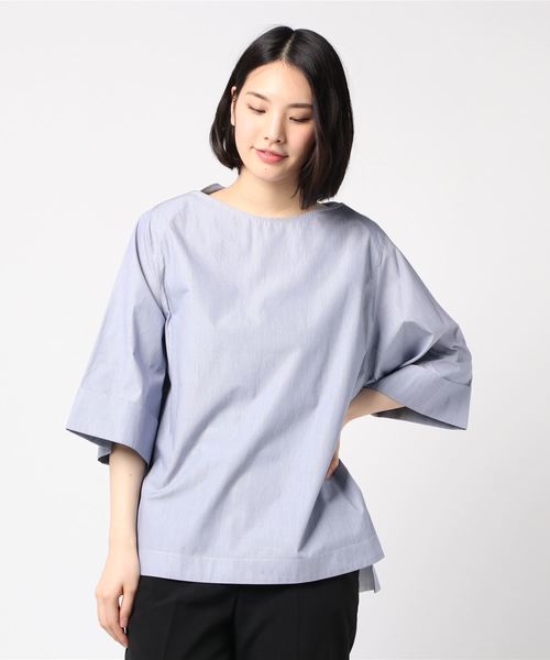 Traditional Weatherwear(トラディショナルウェザーウェア)の「OVER SIZE BOAT NECK HALF SLEEVE TOP(Tシャツ/カットソー・レディース・ブルー系その他/ブルー系その他2・S)」の1枚目の写真