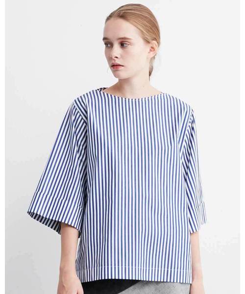Traditional Weatherwear(トラディショナルウェザーウェア)の「OVER SIZE BOAT NECK HALF SLEEVE TOP(Tシャツ/カットソー・レディース・ブルー系その他/ブルー系その他2・S)」の2枚目の写真