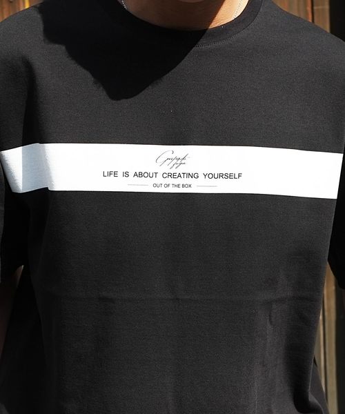 GOSTAR DE FUGA（ゴスタール ジフーガ）の「フェイクレイヤードラインプリントBIGシルエット半袖TEEシャツ/カットソー（Tシャツ/カットソー・メンズ・ホワイト/ブラック・M/L）」の5枚目の写真