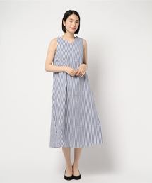 両Vネックフレアワンピース